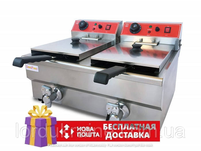 Фритюрниця професійна настільна GoodFood EF88 кран, подвійна 8+8 л.