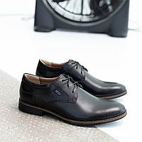 Чоловічі шкіряні класичні чорні туфлі на шнурівці зі шкіряною підкладкою
