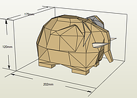 PaperKhan Конструктор из картона слон мамонт трофей оригами паперкрафт фигура набор антистресс подарок сувенир