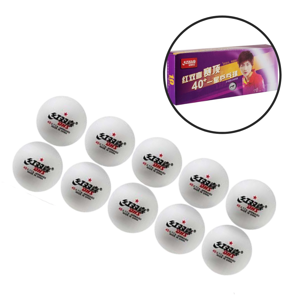 Кулі-м'ячі для настільного тенісу пінг-понгу пластикові Набір 10 шт DHS 40 мм Білий (D-1)