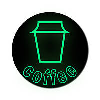 Неоновая вывеска табличка для кафе из металла ''Кава'' работает без электроэнергии, без батареек