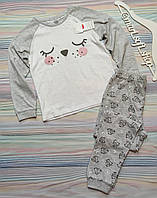 Детская серо-белая пижама с совушками Cool Club р. 134