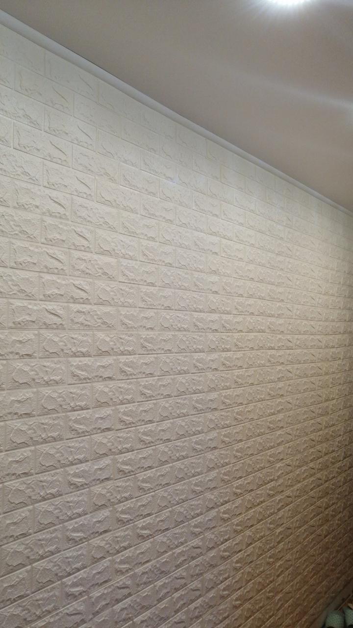 Декоративная стеновая 3Д панель самоклейка под кирпич белая 77*70 см 5 мм - фото 4 - id-p2071464998
