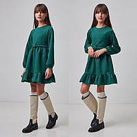 Нарядна сукня на дівчинку 134, 146 Замш 002589 Смарагд