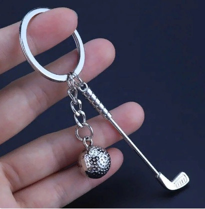 Брелок гольф, бейсбол, боулінг, штанга, гантелі, теніс із якісним кільцем із неіржавкої сталі., фото 1