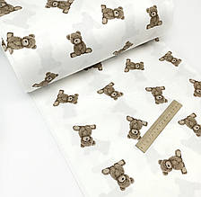 Сатин (бавовняна тканинна) Ведмедики на молочному (ширина 160 см, 120 г/м2)