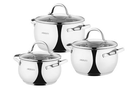 Набір посуду Ardesto Gemini Vittoria 6 перед. 2,2 л, 3,0 л 4,0 л, неіржавка сталь, фото 1