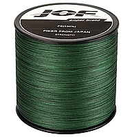 Плетеный шнур для рыбалки JOF 300 м Х4 2.0# (0.23 мм, 28 lb, 13 kg), 4 нити, зеленый
