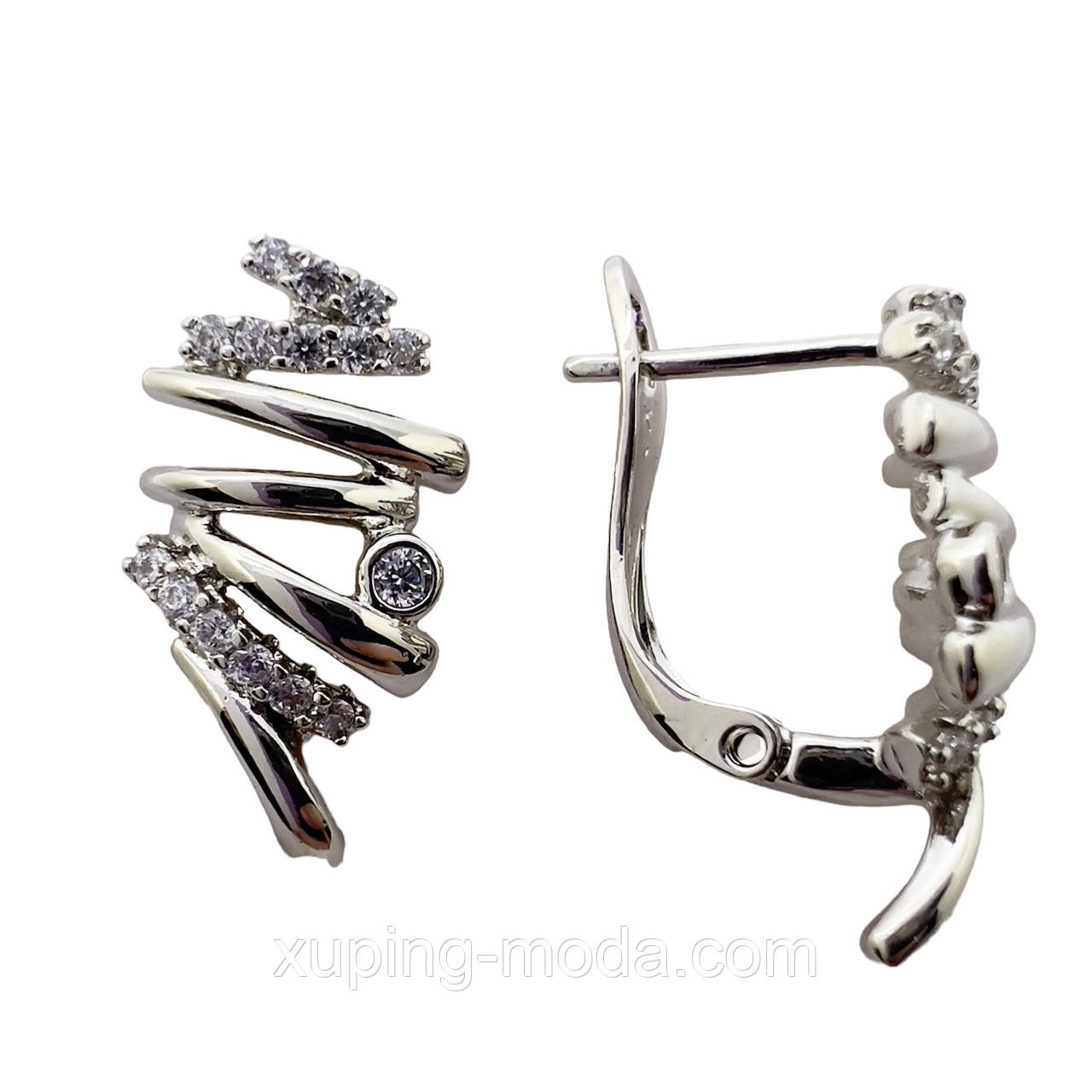 Сережки жіночі xuping. 20х10мм. Родій, фото 1