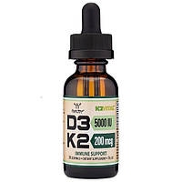 Комплекс Витамин D3+K2 Double Wood Supplements D3 5000 IU + K2 200 mcg Liquid Drop 30 ml 30 ES, код: 7950891