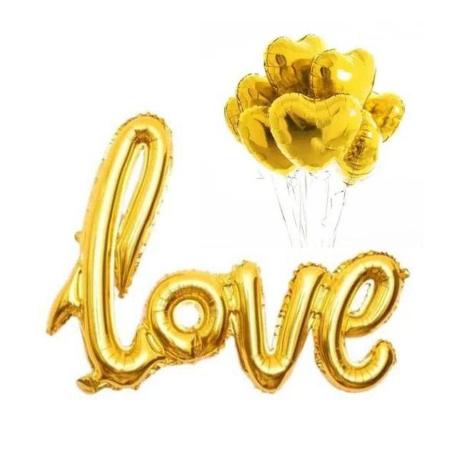 Набір із кульок з написом LOVE золоті серця