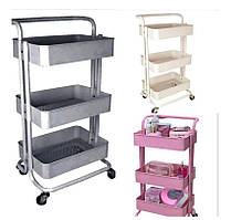 Косметологічний візок металевий на коліщатках кольору в асортименті