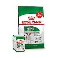 АКЦІЯ! Royal Canin Mini Adult сухий корм для собак дрібних порід 2КГ + 4 вологих паучів У ПОДАРУНОК!