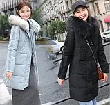 Пуховик пальто жіночий молодіжний з капюшоном і хутром, фото 2