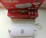 Світильник стельовий світлодіодний для ЖКГ овальний накладний LED 15W 4500К IP65 Vestum з датчиком руху, фото 3