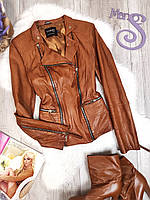Жіноча куртка косуха Garry з натуральної шкіри коричневого кольору Розмір М