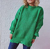 Рваний светр туніка жіночий оверсайз, фото 2