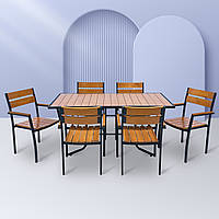 Комплект меблів для кафе "Брістела" 160 Тік 6 стільців. Металевий каркас від Mix-Line