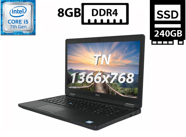 Ноутбук Dell Latitude 5590/15.6"TN(1366x768)/Intel Core i5-7300U 2.60GHz (2/4, 3MB)/8GB DDR4/SSD 240GB 2.5"/Intel HD Graphics 620, фото 1