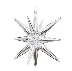 Фольгована кулька 3D зірка-їжак колір срібло 22 дюйми