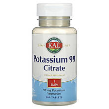 Цитрат калію KAL "Potassium 99 Citrate" 99 мг (100 таблеток)