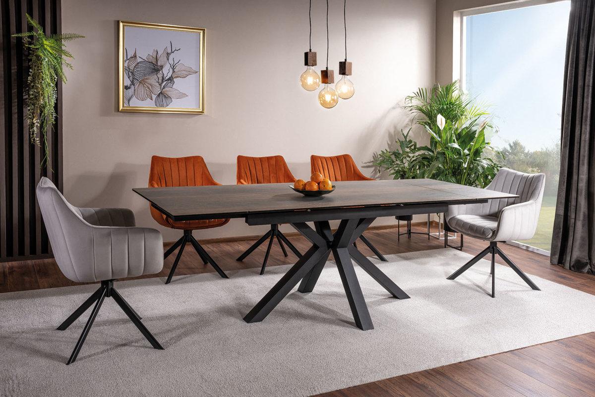 Стіл COLUMBUS CERAMIC 160(240)*90 коричневий ефект дерева/чорний, фото 1