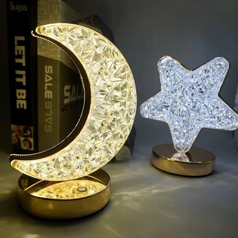 Нічник світильник акриловий на підставці Star Moon Table Light, проєкційний світильник-торшер сенсорний