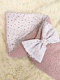 Демісезонний хутряний конверт Тедді на бавовняній підкладці для новонароджених, пудра, фото 2