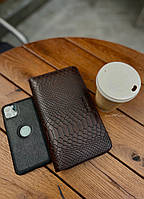 Гаманець-клатч на дві блискавки з блоком під картки із натуральної шкіри, коричневий, фото 4