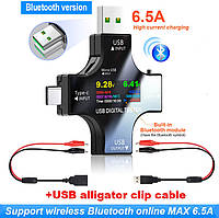 Кольоровий TFT USB-тестер Atorch J7-C Bluetooth Type-C PD + Кабель USB тато + мама, затискачі крокодили.