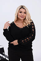 Ангоровая нарядная женская Кофта блуза Свитер Цвет чёрный, молочный Размер 48-52 54-58