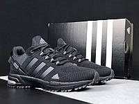 Мужские демисезонные кроссовки черные Adidas Marathon TR сетка, стильные очень легкие 44