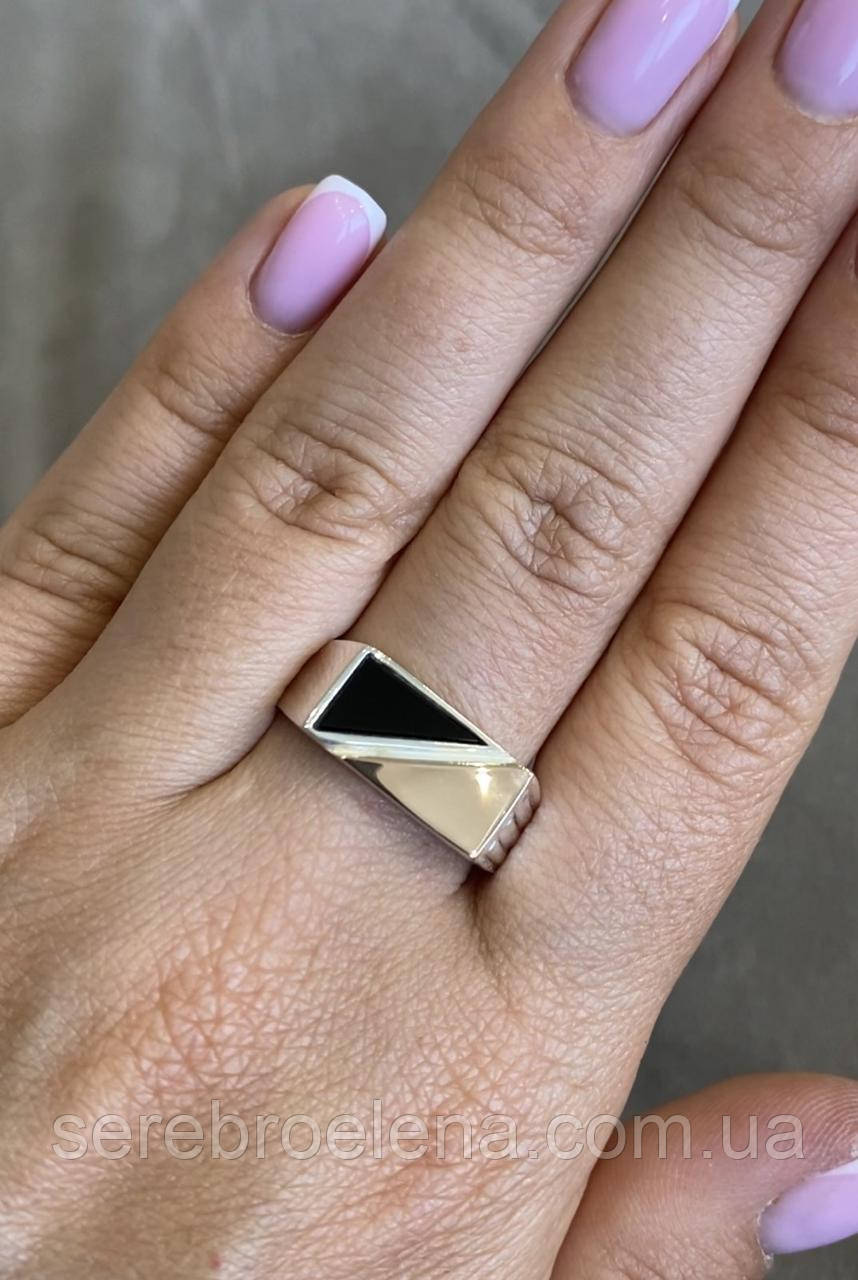 Срібна печатка кільце з золотими пластинами, фото 1