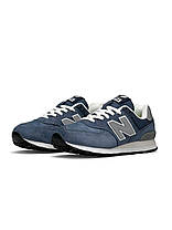 Жіночі кросівки New Balance 574 Premium Blue Reflective Взуття Нью Беланс 574 сині натуральна замша рефлектив демісезон, фото 6