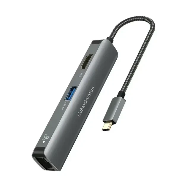 Многопортовый адаптер CableCreation Type-C to HDMI/USB-AX3/RJ45 1Gbps Ethernet - фото 1 - id-p2071609121