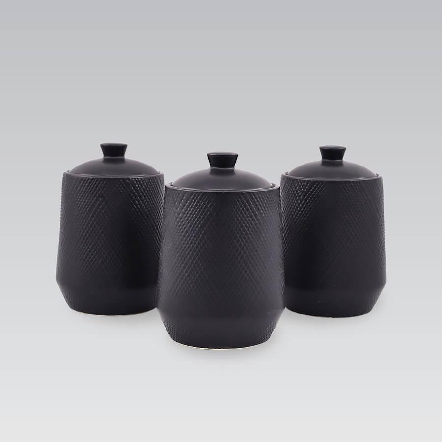 Набір керамічних ємностей Maestro MR-20001-03CS Black для чаю кави цукру 3 шт