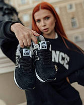 Жіночі кросівки New Balance 574 Premium Black White Взуття Нью Беланс 574 чорні натуральна замша демісезон, фото 4