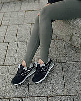 Жіночі кросівки New Balance 574 Premium Black White Взуття Нью Беланс 574 чорні натуральна замша демісезон, фото 5