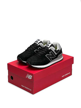Жіночі кросівки New Balance 574 Premium Black White Взуття Нью Беланс 574 чорні натуральна замша демісезон, фото 1