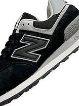 Жіночі кросівки New Balance 574 Premium Black White Взуття Нью Беланс 574 чорні натуральна замша демісезон, фото 3