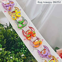 Набор детских резинок для волос, Цветные резинки с фруктами и цветочками.