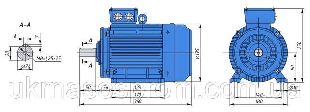Электродвигатель АИР 90 LА8 0,75 кВт 750 об/мин