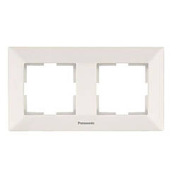 Рамка Panasonic Arkedia Slim подвійна, горизонтальна, кремова (1683141870)
