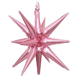 Фольгована кулька зірка 3D їжак рожева 27 дюймів
