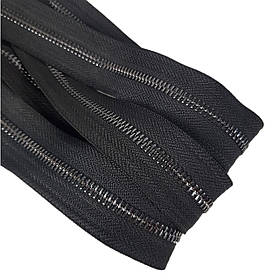 Блискавка рулонна металева двостороння Т5 чорна нікель темний