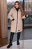 Жіноча зимова довга куртка плащівка на синтепоні 200 розміри батал, фото 4