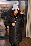 Жіноча зимова довга куртка плащівка на синтепоні 200 розміри батал, фото 9