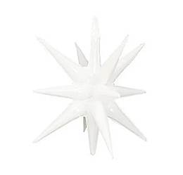 Фольгована кулька зірка 3D їжак біла 27 дюймів