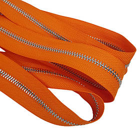 Блискавка рулонна металева двостороння Т5 памаранчевий нікель, срібло