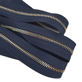 Блискавка рулонна металева двухсторонняя Т5 синя темна золото